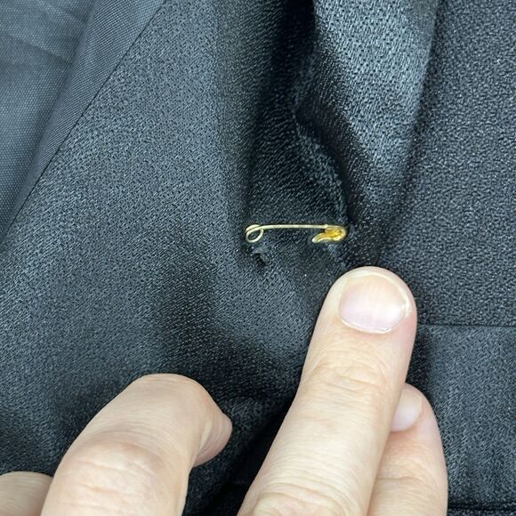 Vtg Tuxedo Blazer Women 6 Small Black Satin Shawl Collar Rhinestone 1 Button 80s - Picture 5 of 12
